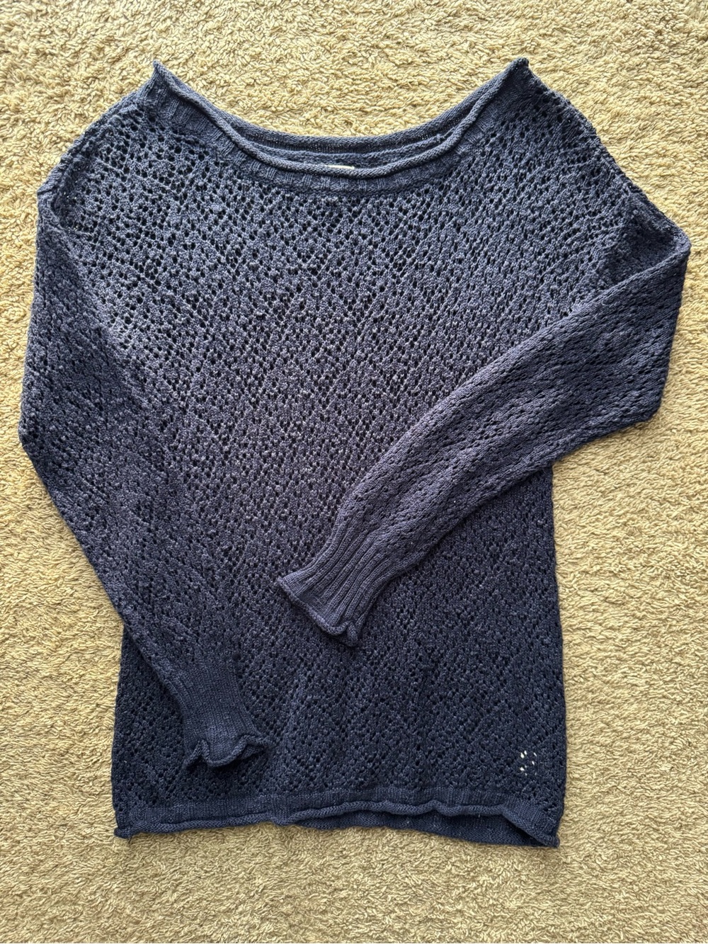 LA Hearts Navy Blue Open Knit Off Shoulder Sweater Size XS/S